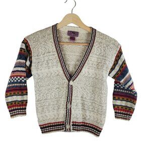 VINTAGE Concrete Small 4‎ Sweater Cardigan Oatmeal Southwestern Preppy Academia